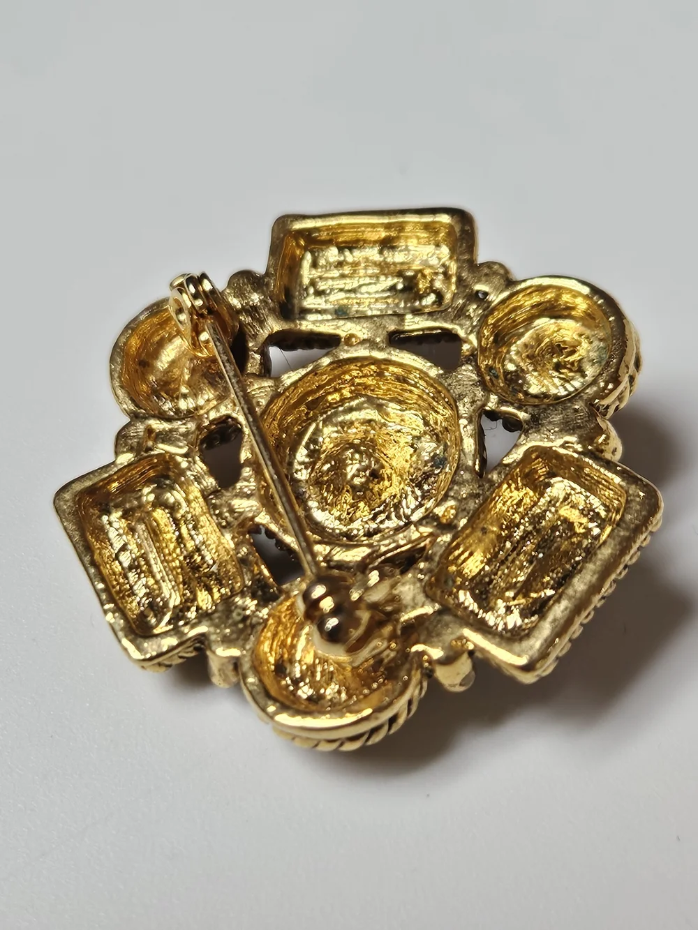 Gold-Tone Purple Gem Cluster Brooch - Renaissance